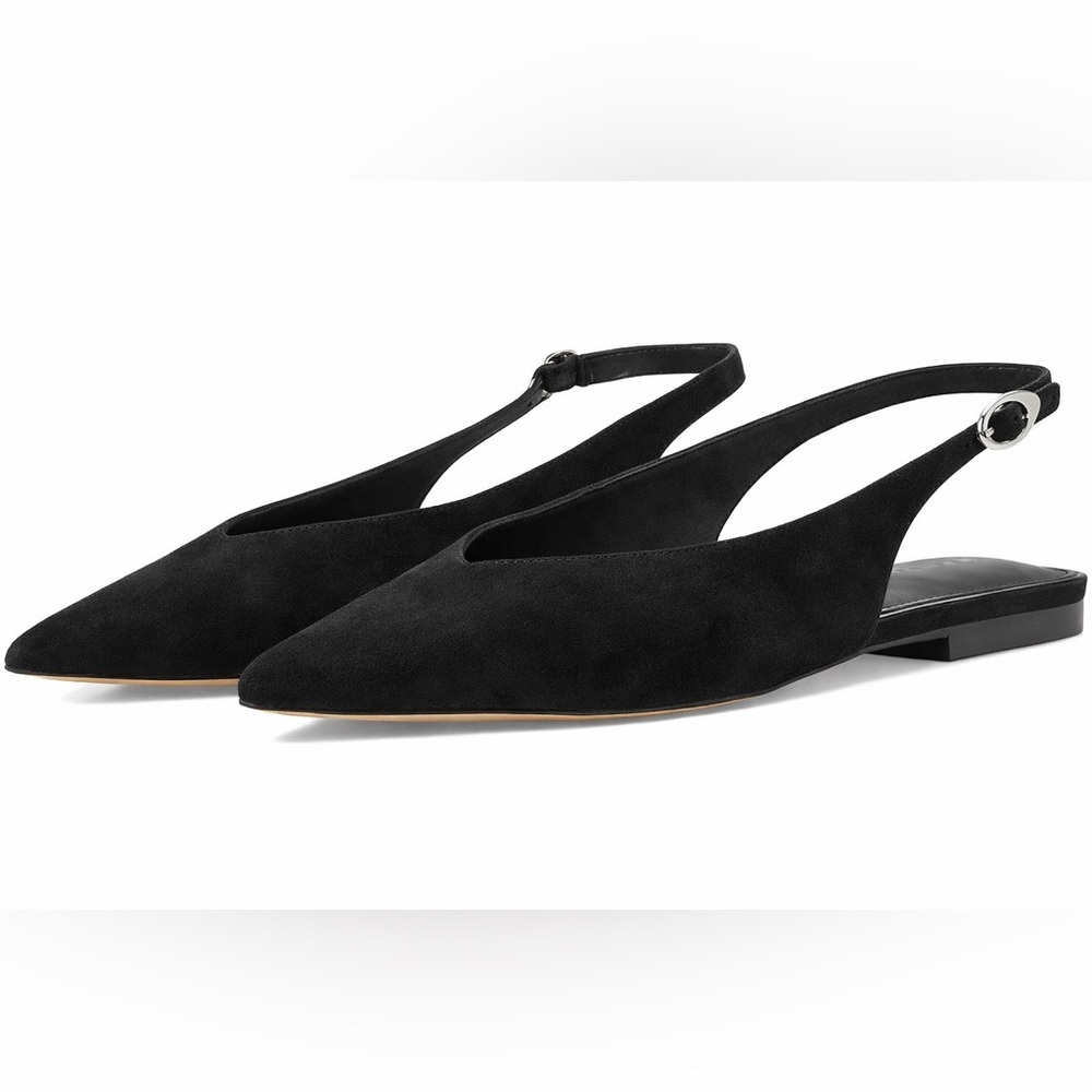 Marc Fisher Pointed Toe Slingback Flats in Black Size 8.5